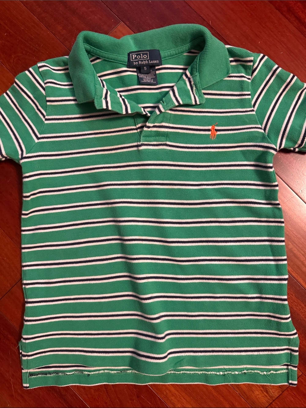 Polo by Ralph Lauren Green Striped Polo with Orange Pony